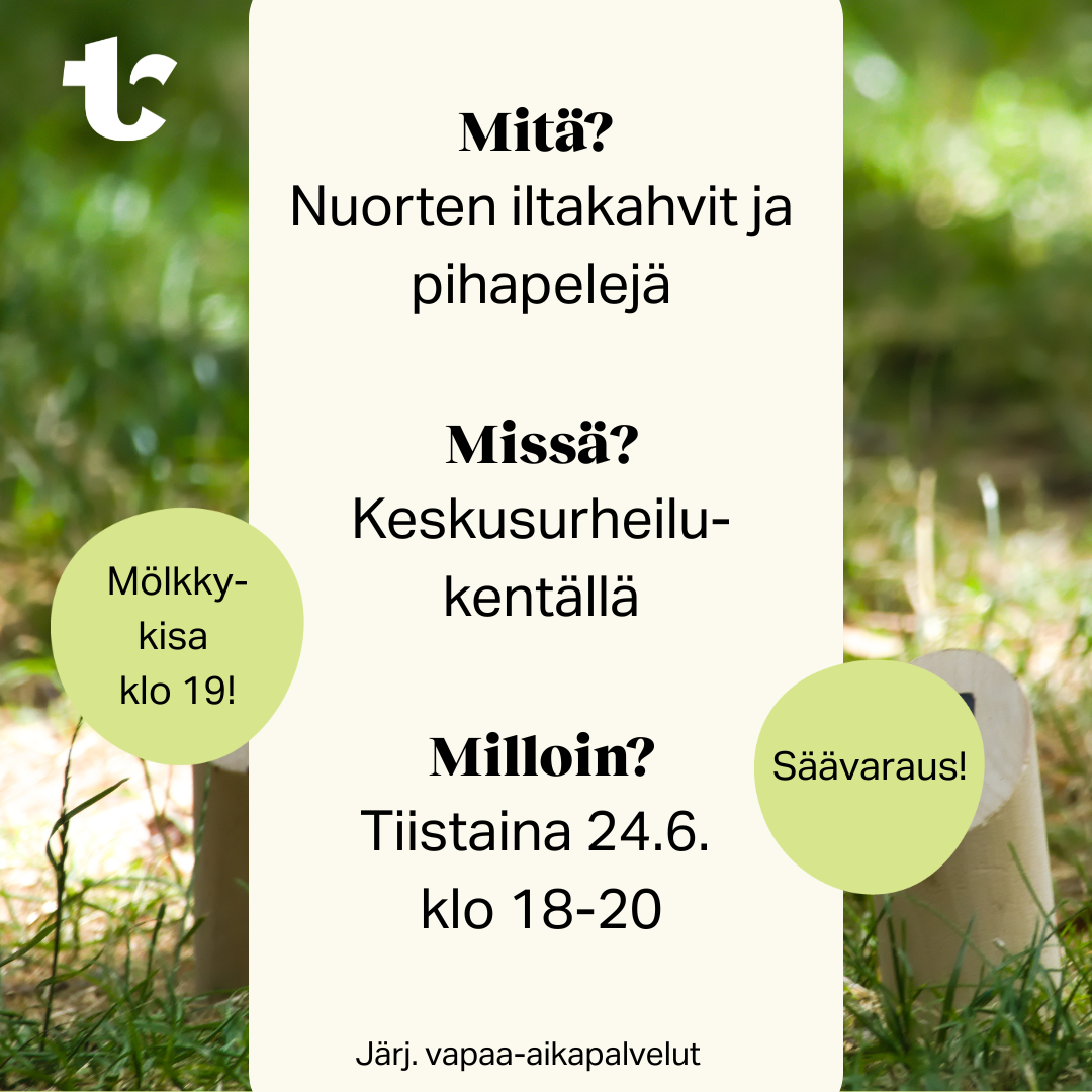Iltakahvit ja pihapelit Mainos