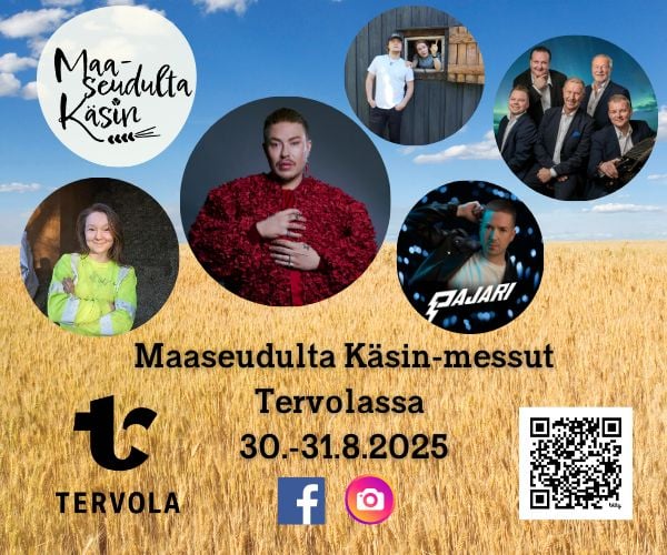 Mainos (600 x 500 px) Maaseudulta Käsin -messujen ohjelmamainos.