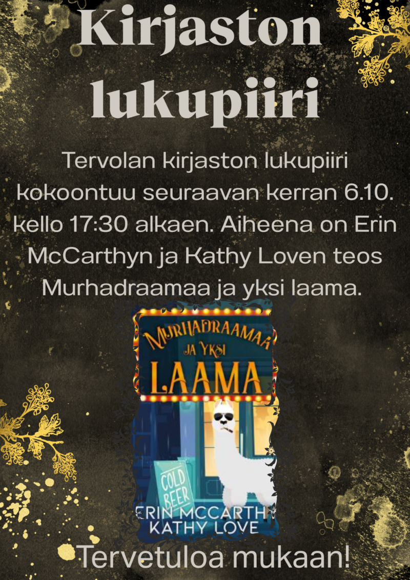 Kirjaston lukupiiri 6.10.2025 klo 17.30 alkaen