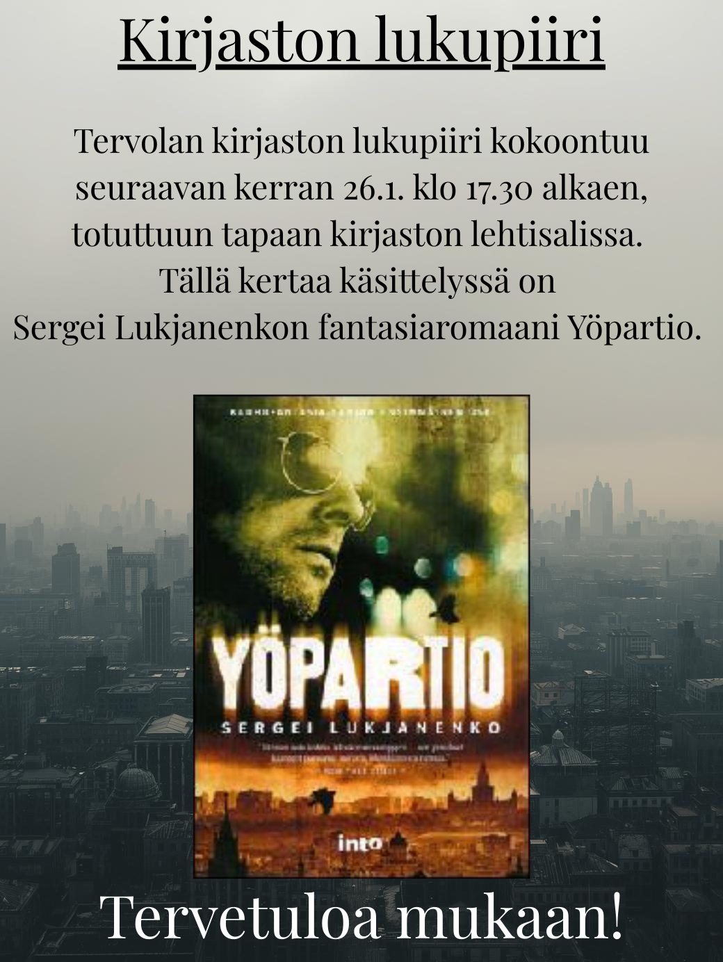 Kirjaston lukupiiri 26.1.