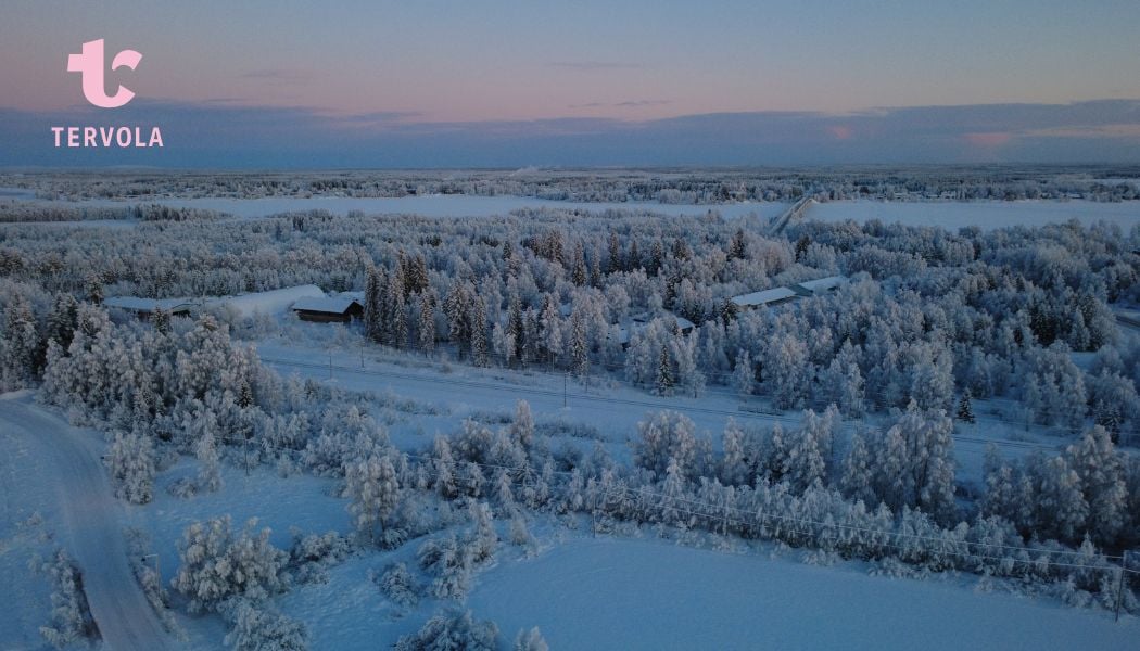 Talvinen ilmakuva Tervolasta.