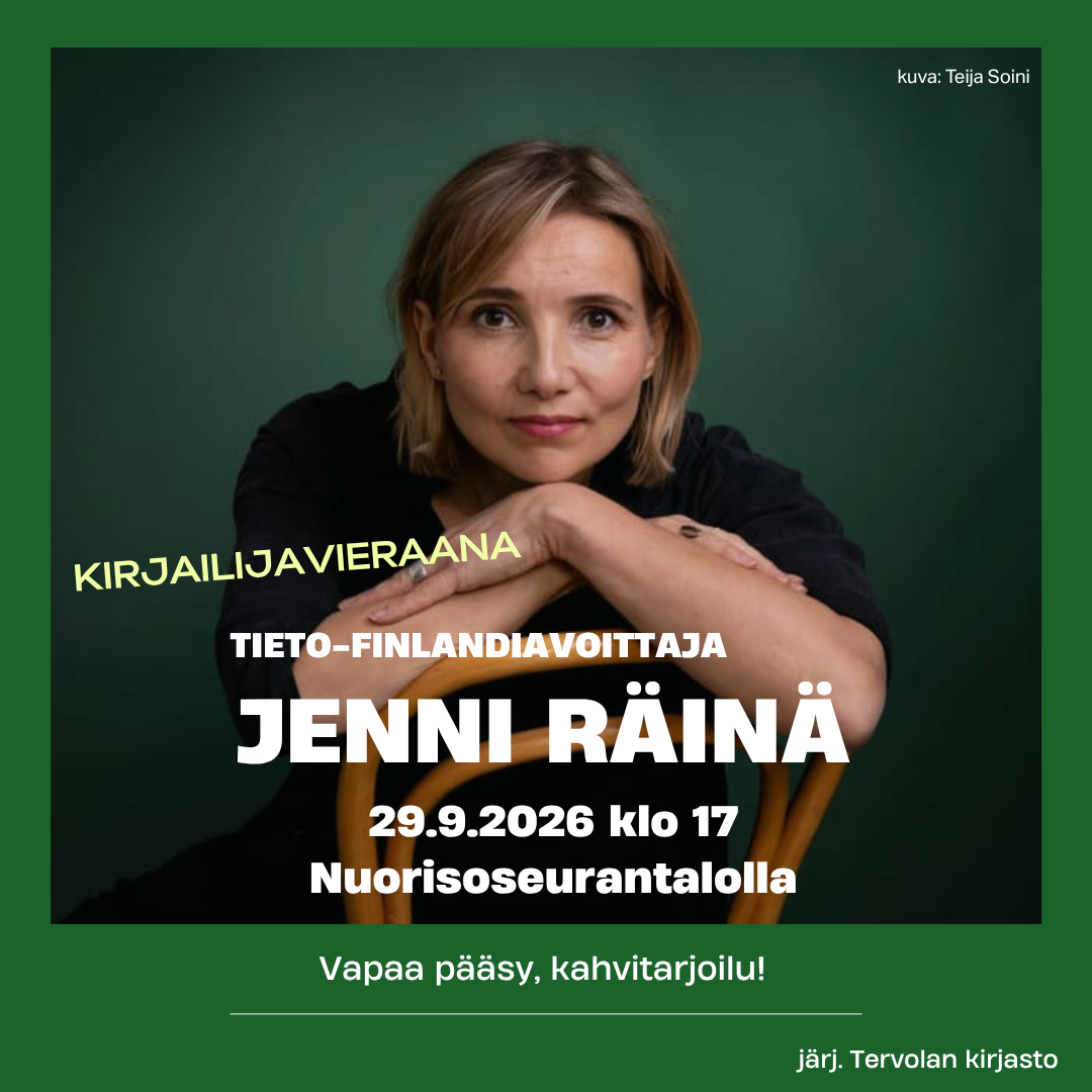 Jenni Räinä kirjailijavieraana 29.9. klo 17 Ns-talolla