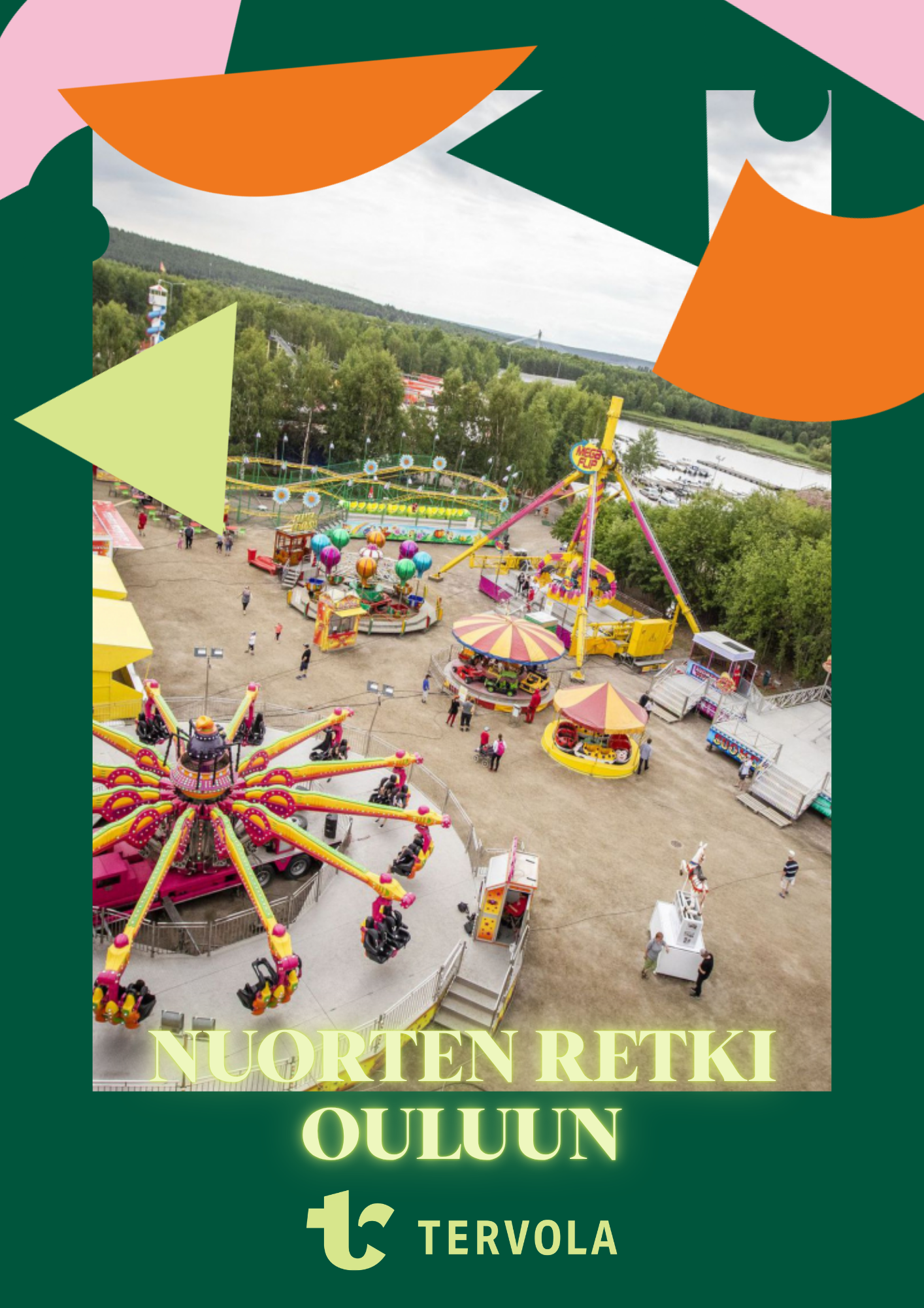 Huvipuistoa kuvattu ylhäältäpäin