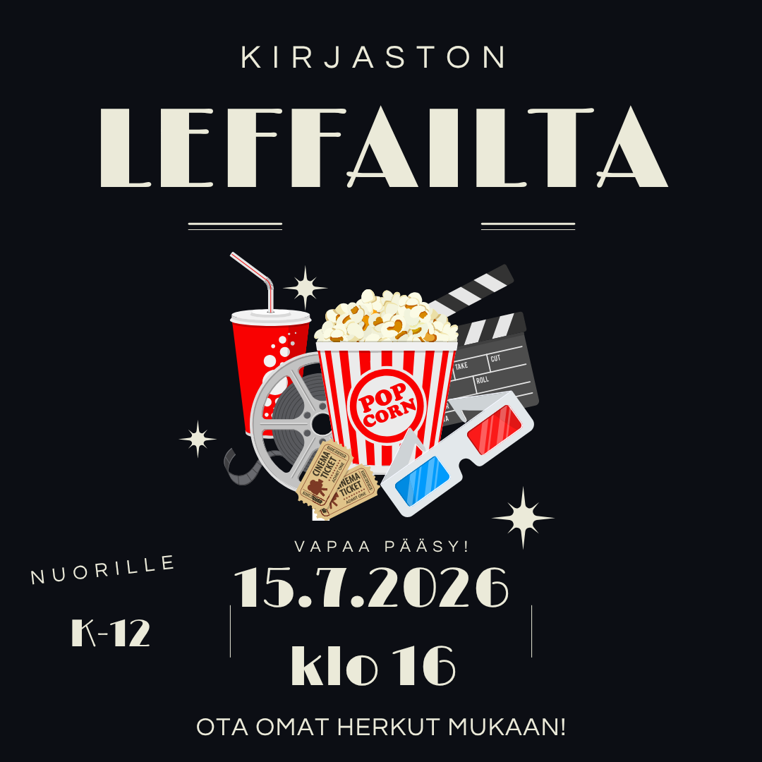 Nuorten leffailta kirjastossa 15.7. klo 16