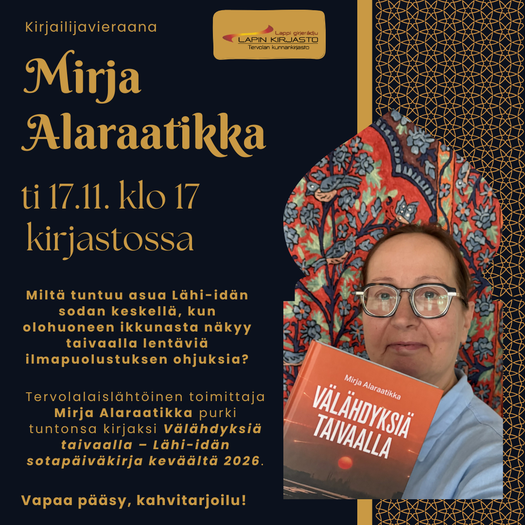 Mirja Alaraatikka kirjastossa 17.11.2026