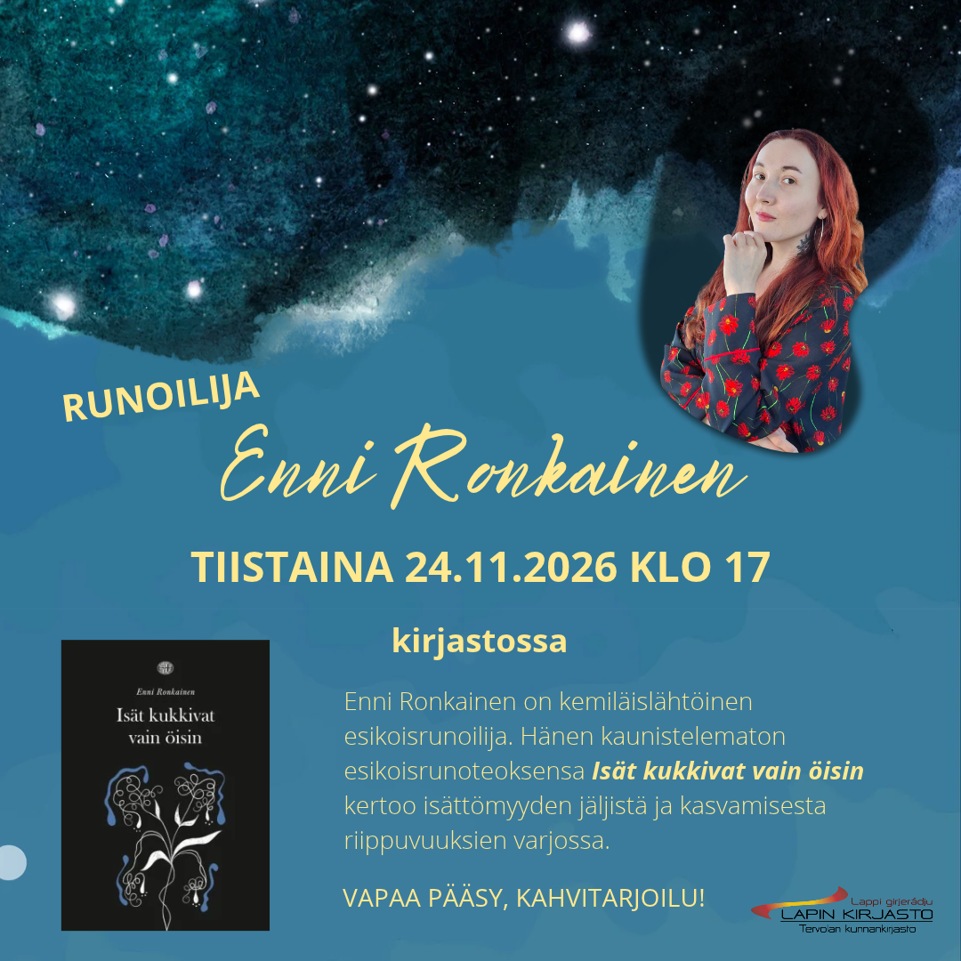 Emmi Ronkainen vierailee kirjastossa 24.11.2026 klo 17